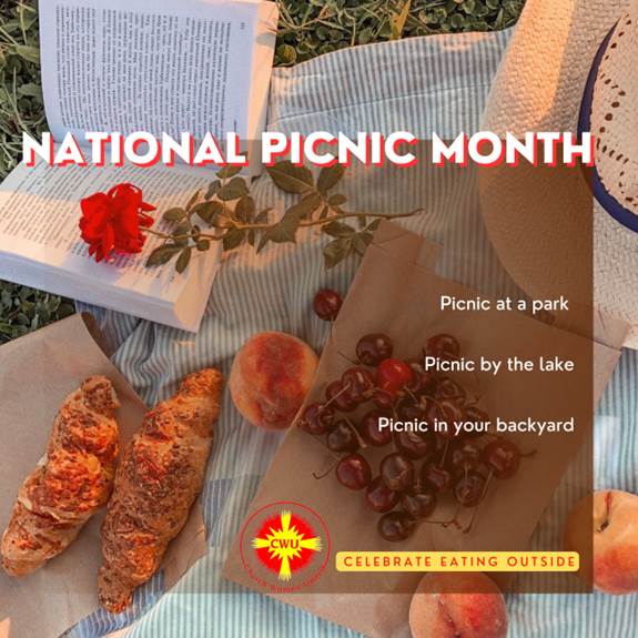 A picnic blanket with food and a book

Description automatically generated