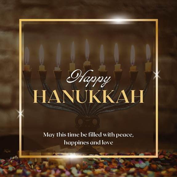 A gold frame with a menorah and text

Description automatically generated