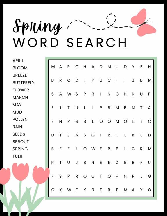A word search puzzle with tulips

AI-generated content may be incorrect.